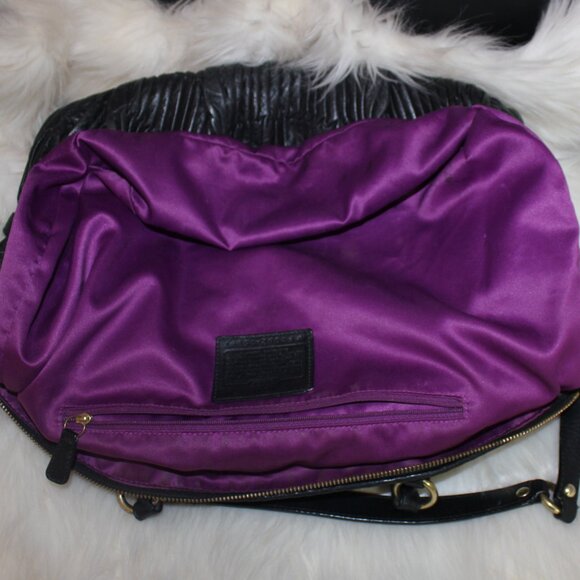 Coach Madison Sophia Black Gathered Leather Shoulder Tote  Handbag - Picture 7 of 10